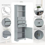 68 Tall Freestanding Bathroom Cabinet with 3 Drawers and Adjustable Shelves