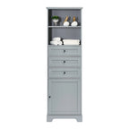 68 Tall Freestanding Bathroom Cabinet with 3 Drawers and Adjustable Shelves