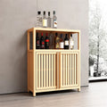Large Capacity Bamboo Storage Cabinet With Shelves