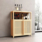 Large Capacity Bamboo Storage Cabinet With Shelves
