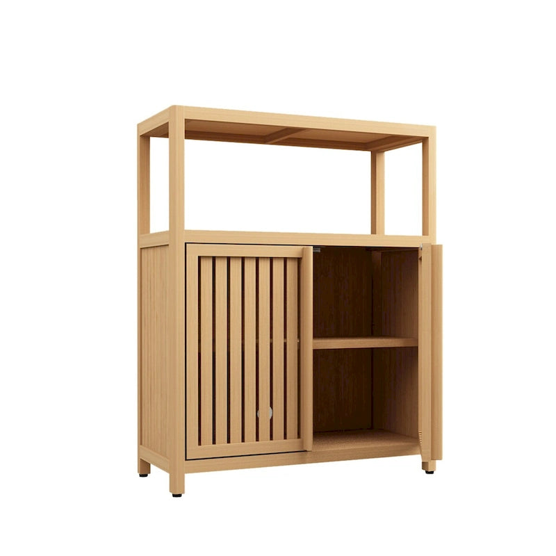 Large Capacity Bamboo Storage Cabinet With Shelves