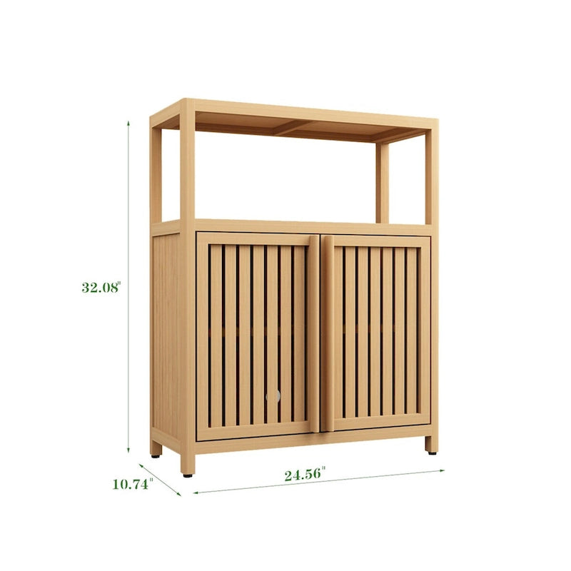 Large Capacity Bamboo Storage Cabinet With Shelves