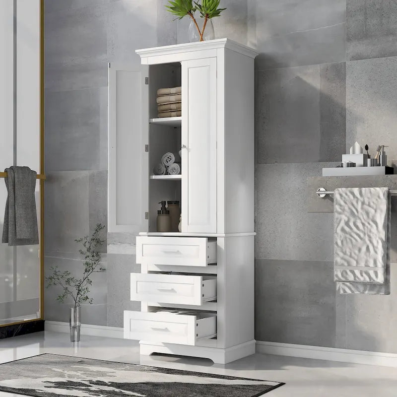 Tall Storage Cabinet with Drawers for Bathroom/Office