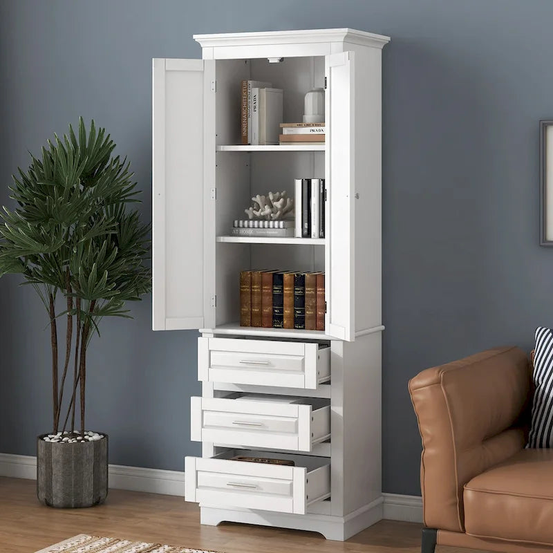 Tall Storage Cabinet with Drawers for Bathroom/Office
