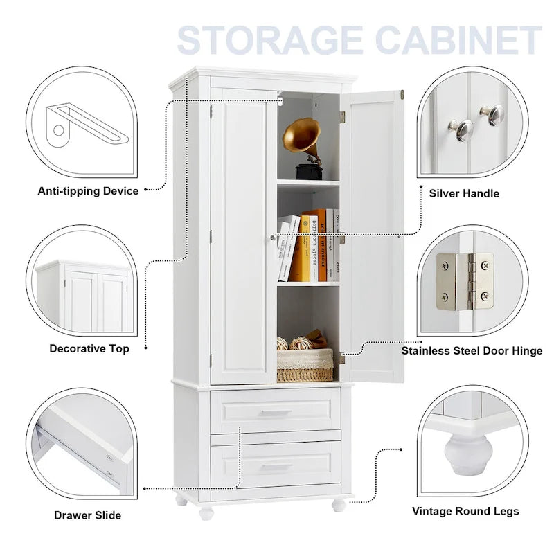 Tall Storage Cabinet with Drawers for Bathroom/Office