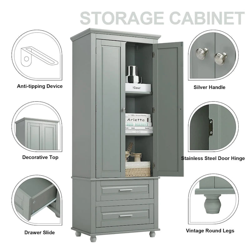 Tall Storage Cabinet with Drawers for Bathroom/Office