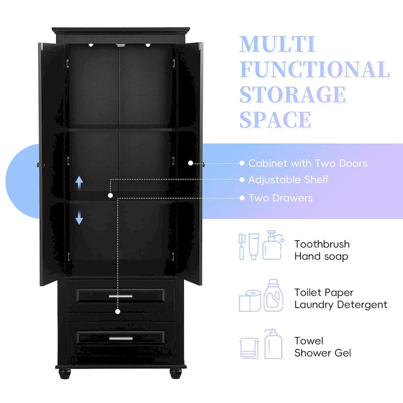 Tall Storage Cabinet with Drawers for Bathroom/Office