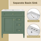 30 Bathroom Vanity with Top Sink,Bathroom Storage Cabinet with 2 Drawers and a Tip-out Drawer,Single Sink Bathroom Vanity