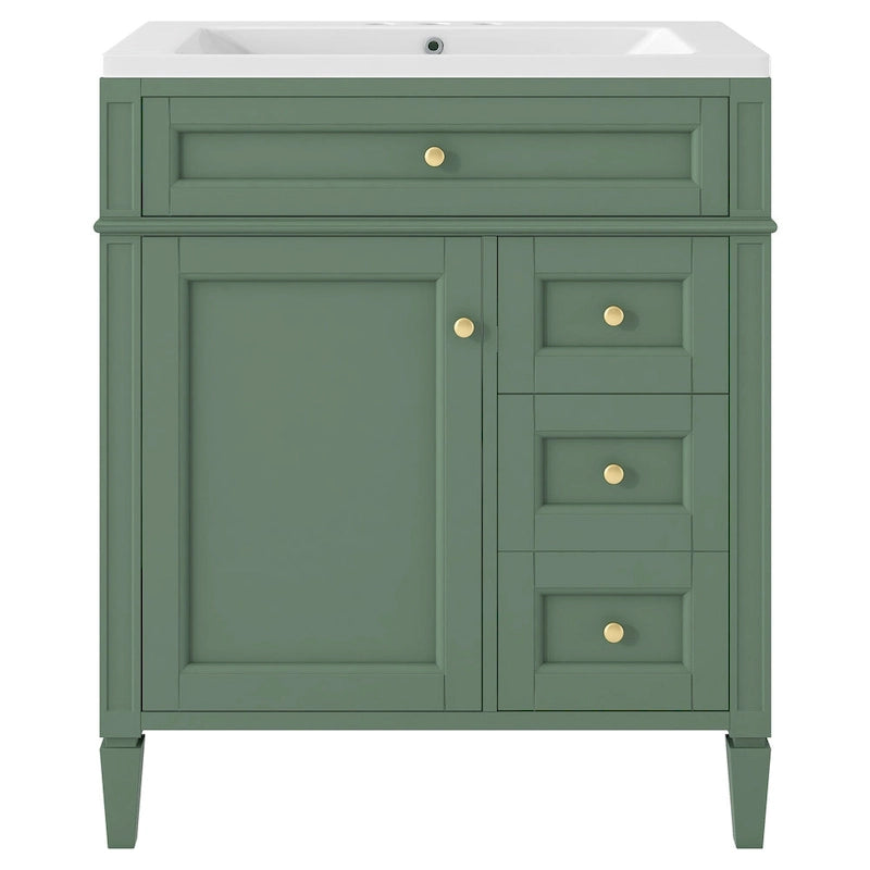30 Bathroom Vanity with Top Sink,Bathroom Storage Cabinet with 2 Drawers and a Tip-out Drawer,Single Sink Bathroom Vanity