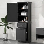 20 in. W x 13 in. D x 68.1 in. H Linen Cabinet with 2-Different Size Drawers and Adjustable Shelf