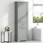20 in. W x 13 in. D x 68.1 in. H Linen Cabinet with 2-Different Size Drawers and Adjustable Shelf