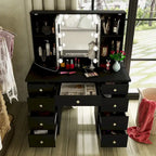 3-Mirror Vanity Table Stylish 9-Drawer Makeup Organizer Dressing Desk