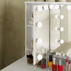 3-Mirror Vanity Table Stylish 9-Drawer Makeup Organizer Dressing Desk