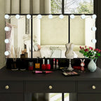 3-Mirror Vanity Table Stylish 9-Drawer Makeup Organizer Dressing Desk