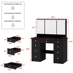 3-Mirror Vanity Table Stylish 9-Drawer Makeup Organizer Dressing Desk