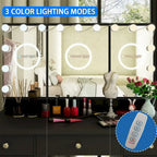 3-Mirror Vanity Table Stylish 9-Drawer Makeup Organizer Dressing Desk