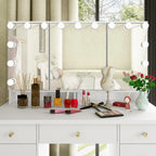 3-Mirror Vanity Table Stylish 9-Drawer Makeup Organizer Dressing Desk
