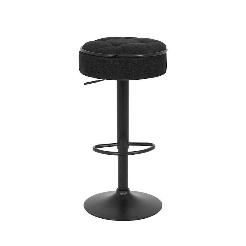 Round Storage Bar Stool Set of 2,Faux Leather Height Adjustable Barstool, 360Counter Height Swivel Stool