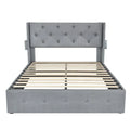 Full Size Bed Frame with Gas Lift Storage Bed and USB Ports