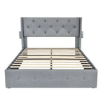 Full Size Bed Frame with Gas Lift Storage Bed and USB Ports