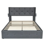 Full Size Bed Frame with Gas Lift Storage Bed and USB Ports
