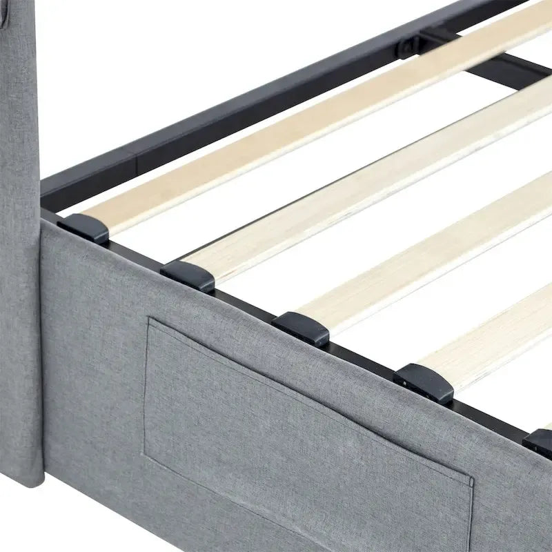 Full Size Bed Frame with Gas Lift Storage Bed and USB Ports