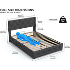 Full Size Bed Frame with Gas Lift Storage Bed and USB Ports