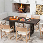 Moasis Rustic Style Wood Dinner Table 70.8 Large Farmhouse Kitchen Dining Room Table for 6 to 8 People