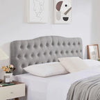 Upholstered King Headboard, Button Diamond Tufted Headboard with Adjustable Height ,Linen Fabric Padded Headboard