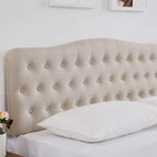Upholstered King Headboard, Button Diamond Tufted Headboard with Adjustable Height ,Linen Fabric Padded Headboard