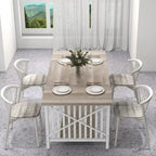 Moasis 70-Inch Large Kitchen Dining Table for 6-8 People, Farmhouse Industrial Kitchen Table with Storage Shelf