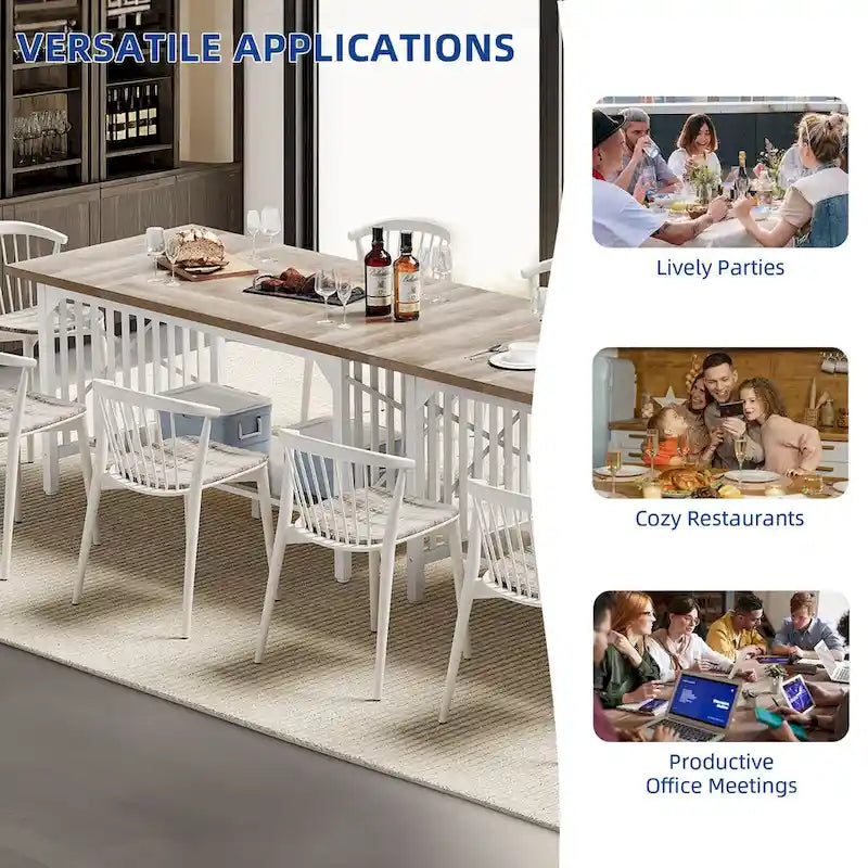 Moasis 70-Inch Large Kitchen Dining Table for 6-8 People, Farmhouse Industrial Kitchen Table with Storage Shelf