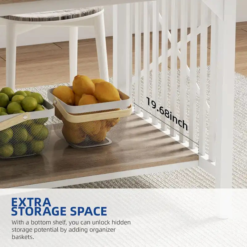 Moasis 70-Inch Large Kitchen Dining Table for 6-8 People, Farmhouse Industrial Kitchen Table with Storage Shelf