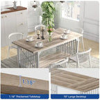 Moasis 70-Inch Large Kitchen Dining Table for 6-8 People, Farmhouse Industrial Kitchen Table with Storage Shelf