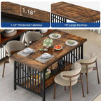 Moasis 70-Inch Large Kitchen Dining Table for 6-8 People, Farmhouse Industrial Kitchen Table with Storage Shelf