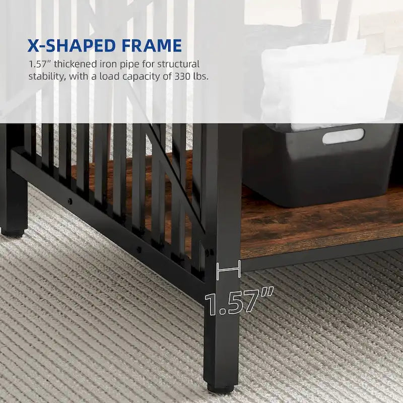 Moasis 70-Inch Large Kitchen Dining Table for 6-8 People, Farmhouse Industrial Kitchen Table with Storage Shelf