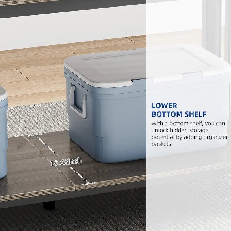 Moasis 70-Inch Large Kitchen Dining Table for 6-8 People, Farmhouse Industrial Kitchen Table with Storage Shelf