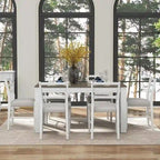 7 PCS Wooden Dining Table Set for 6 with Extendable Table