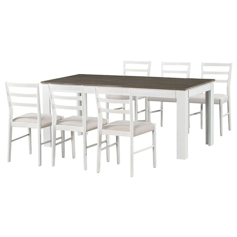 7 PCS Wooden Dining Table Set for 6 with Extendable Table
