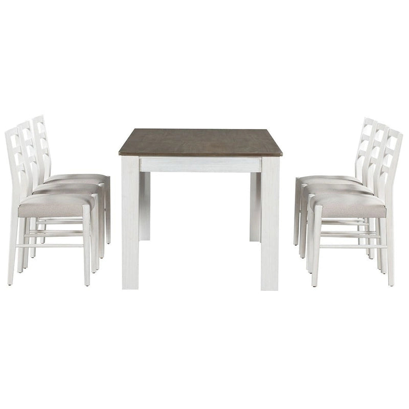 7 PCS Wooden Dining Table Set for 6 with Extendable Table
