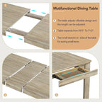 7 PCS Wooden Dining Table Set for 6 with Extendable Table