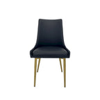 Dining Chair with PU Seat and Matte Gold Legs, Set of 2