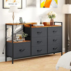 Moasis 7-drawer Dresser Media Console with Charging Station, Shelves