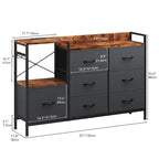 Moasis 7-drawer Dresser Media Console with Charging Station, Shelves