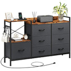 Moasis 7-drawer Dresser Media Console with Charging Station, Shelves
