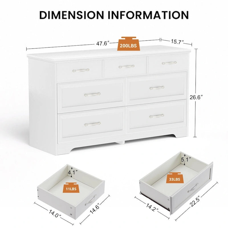 Modern 7 Drawers Dresser