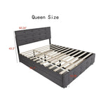 Queen Size Upholstered Linen Fabric Trundle bed