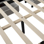 Queen Size Upholstered Linen Fabric Trundle bed