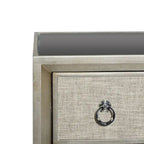 Wooden Upholstered Front Panel 3 Drawer Room Chest with Mirrored Top and Ring Handles - Beige - Roche River Decor