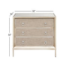 Wooden Upholstered Front Panel 3 Drawer Room Chest with Mirrored Top and Ring Handles - Beige - Roche River Decor